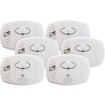 First Alert CO400 Detector de monóxido de carbono, funciona con pilas, paquete de 6, color blanco