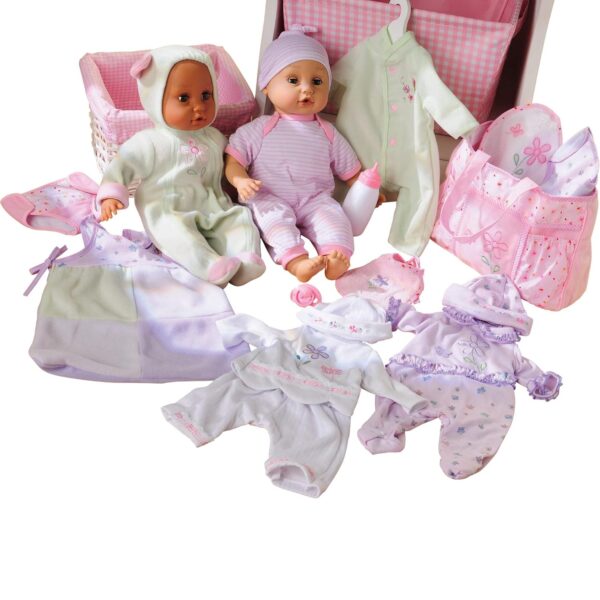 Colección de Muñecas de Bebé Constructive Playthings LOT-67 16 Pulgadas con 6 Trajes Bolsa de Pañales y Accesorios