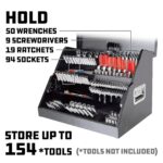 Powerbuilt Caja de herramientas portátil inclinada frontal de 26 pulgadas, portaherramientas escalonadas, acero de calib