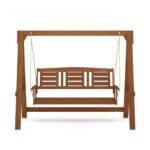 Columpio Furinno Tioman FG18415S de Madera Meranti para Patio Jardín y Exterior 3 Plazas Color Natural con Acabado en Ac
