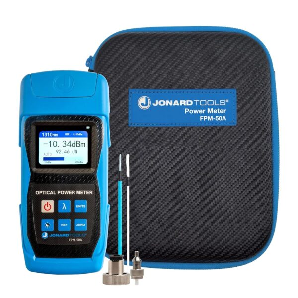 Jonard Tools FPM-50A Medidor de Potencia de Fibra Óptica de Alta Precisión (-50 a +26 dBm) con Adaptadores FC/SC/LC para
