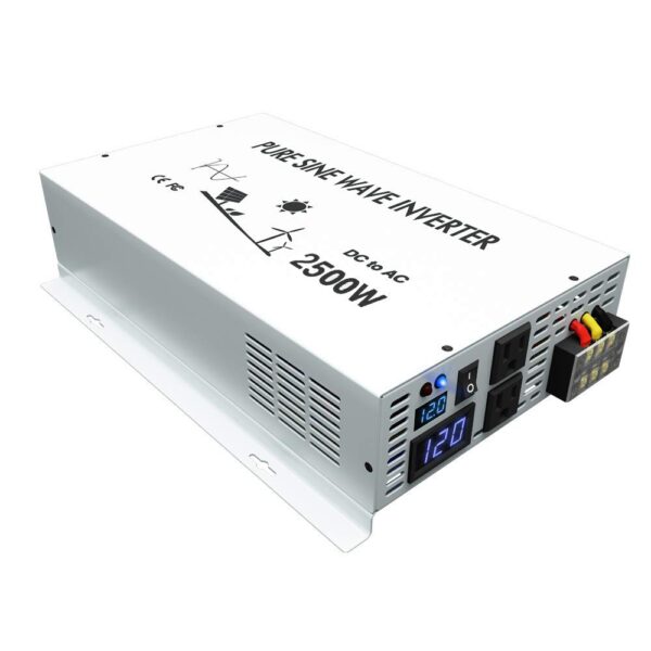 Inversor de Corriente WZRELB RBP250012W 2500W 12V a 120V Onda Sinusoidal Pura Negro