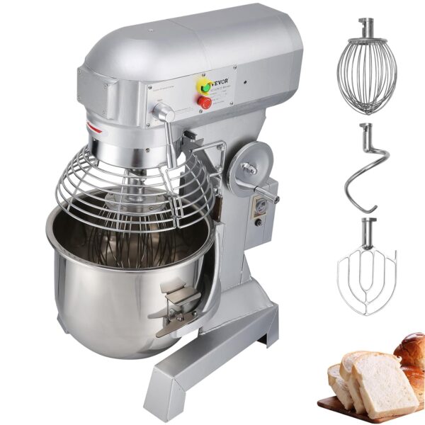 Happybuy 10Qt Mezclador Comercial de Alimentos con Función de Temporización, Mezclador Comercial de 500W, Bol de Acero I