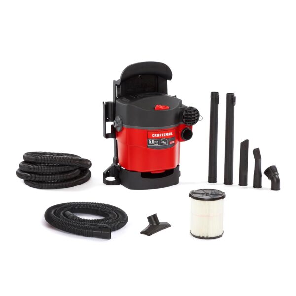 CRAFTSMAN CMXEVBE17925 Aspiradora húmeda/seca de 5 galones, 5.0 HP máximo, aspirador portátil y de montaje en pared con