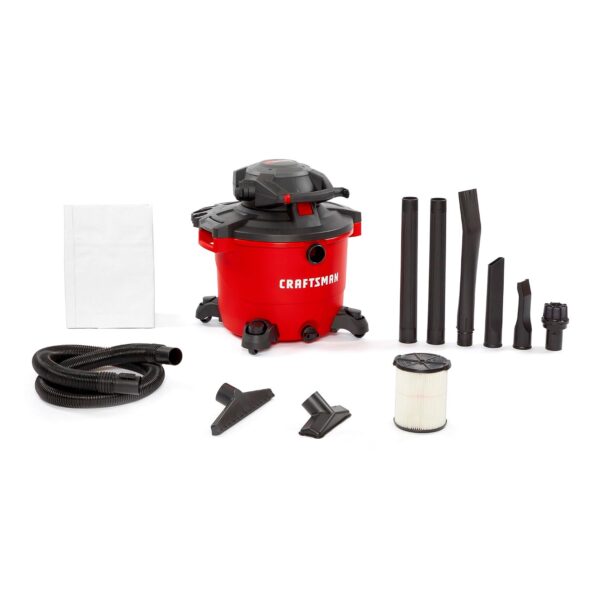 CRAFTSMAN CMXEVBE17607 Aspiradora para húmedo/seco de 16 galones, 6.5 HP de potencia máxima con soplador de hojas desmon