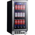 EdgeStar CBR902SG Enfriador de bebidas integrado de 15 pulgadas de ancho con iluminación LED azul para 80 latas