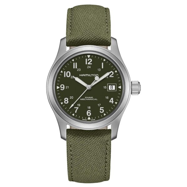 Reloj Hamilton Khaki Field Mecánico H69439363 Caja de Acero Inoxidable 38mm Esfera Verde Cristal de Zafiro Resistente al