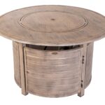 Mesa de fogata de gas Fire Sense Thatcher 62739 aluminio acabado madera flotante 55000 BTU redonda