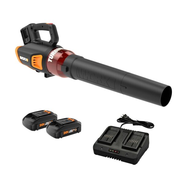 Soplador de Hojas Inalámbrico Worx WG584 40V 430 CFM 90 MPH con 2 Baterías de 2.5 Ah y Cargador