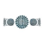 Juego de Bistró Alpine Corporation BVK608A 3 Piezas Metal Plumas de Pavo Real Azul Claro Plegable