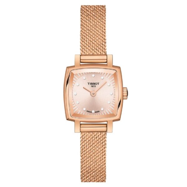 Reloj de vestir Tissot T0581093345600 acero inoxidable oro rosa cristal de zafiro esfera cuadrada