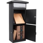 Winbest Caja de correo de acero con ranura de caída con cerradura de piso independiente con compartimento para paquetes,