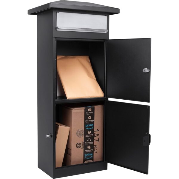 Winbest Caja de correo de acero con ranura de caída con cerradura de piso independiente con compartimento para paquetes,