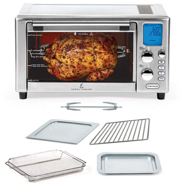 Emeril Lagasse Everyday 360 Freidora de aire de acero inoxidable, tecnología de cocción rápida de 360°, capacidad XL, 9