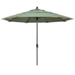 Sombrilla de Patio California Umbrella GSCUF118117-56096-DWV 11 Pies Redonda Elevador de Manivela Poste de Aluminio 1.5