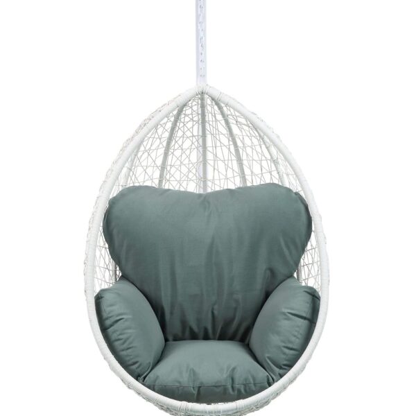 Silla Colgante Acme Furniture Simona 45032 Blanco Marco de Mimbre y Aluminio con Cojín Extraíble 38 x 38 x 79 Pulgadas