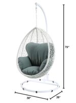 Silla Colgante Acme Furniture Simona 45032 Blanco Marco de Mimbre y Aluminio con Cojín Extraíble 38 x 38 x 79 Pulgadas