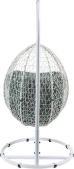 Silla Colgante Acme Furniture Simona 45032 Blanco Marco de Mimbre y Aluminio con Cojín Extraíble 38 x 38 x 79 Pulgadas