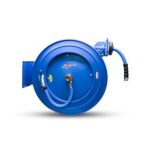 Carrete de Manguera Retráctil RMX BluSeal BSWR1250HRS Manguera de Goma 1/2 Pulgadas x 50 Pies Boquilla 9 Modos Azul