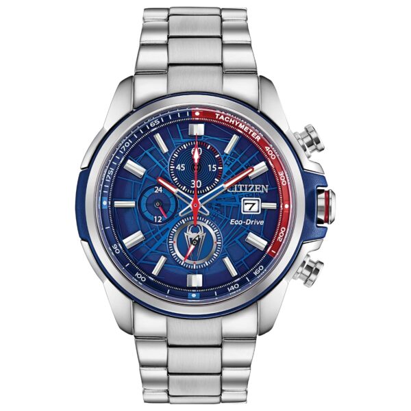Reloj Citizen Eco-Drive Marvel Spider-Man CA0429-53W Acero Inoxidable Esfera Azul Cronógrafo 44mm