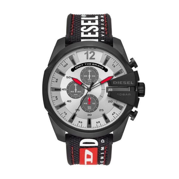 Reloj Diesel Mega Chief DZ4512 Cronógrafo Acero Inoxidable 51 mm Correa de Nailon Negro