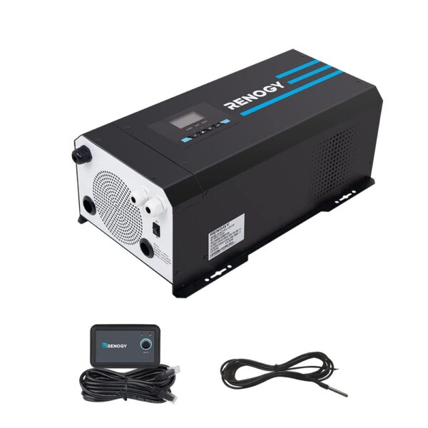 Cargador Inversor Renogy 2000 Watt Onda Sinusoidal Pura 12V CC a 120V CA Pico 6000W con Pantalla LCD