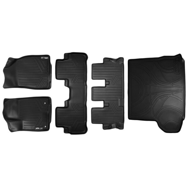 SMARTLINER Juego de Alfombrillas 3 Filas y Forro de Carga Negro para Toyota Highlander 2014-2019 con Asiento de Banco Se