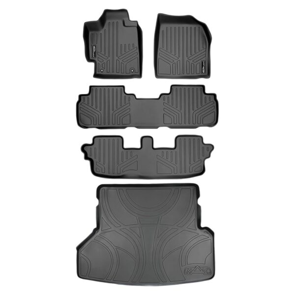 Juego de Alfombrillas SMARTLINER 3 Filas y Forro de Carga para Toyota Highlander 2008-2013 Negro