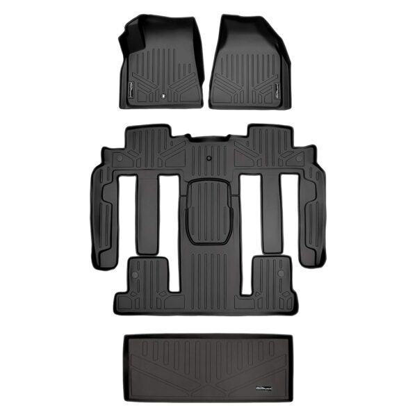 SMARTLINER Juego de Tapetes 2 Filas y Forro de Carga Negro Compatible con GMC Acadia 2007-2008
