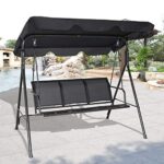 Columpio para Patio ReunionG GO-GC69215AX para 3 Personas con Toldo Ajustable Color Negro Capacidad 528 Libras