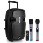 Pyle Karaoke - Sistema de altavoces PA portátil - Altavoz compatible con Bluetooth de 1600 W, batería recargable, ruedas
