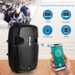 Pyle Karaoke - Sistema de altavoces PA portátil - Altavoz compatible con Bluetooth de 1600 W, batería recargable, ruedas