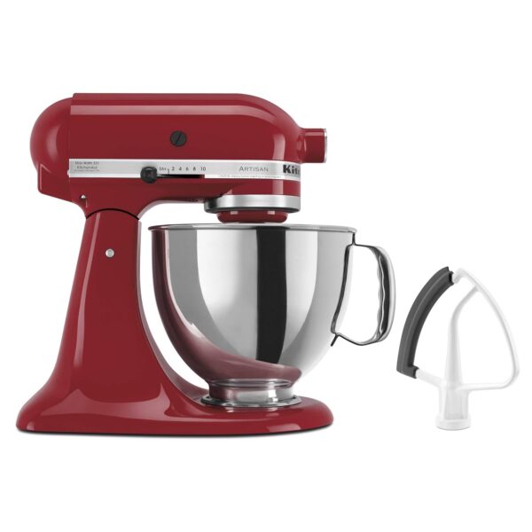 KitchenAid Value Bundle Artisan Series - Batidora de pie inclinable de 5 cuartos de galón con batidor de borde flexible