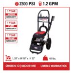 Lavadora a Presión Eléctrica Simpson 61016 2300 PSI 1.2 GPM Manguera 25 Pies Color Negro