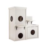 Casa para Gatos New Age Pet Kitty Katio EHKK820 Torre Escalador con 4 Cubos y 2 Estantes Color Arce Resistente a la Hume