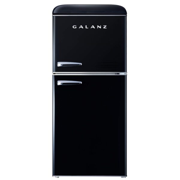Galanz GLR40TBKER - Refrigerador compacto retro, minirefrigerador con puerta doble, termostato mecánico ajustable, con c
