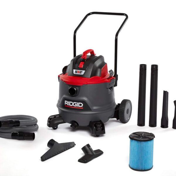 RIDGID 62718 Rojo RT1400 Aspiradora húmeda/seca de 14 galones, gris oscuro y rojo