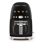 Smeg Cafetera de goteo estética de estilo retro de los años 50 con jarra de vidrio de 10 tazas, función de arranque auto