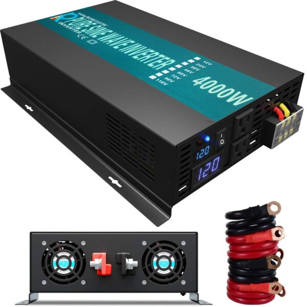 Inversor de Corriente WZRELB RBP400012 4000W 12V DC a 120V AC Onda Sinusoidal Pura