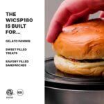 Waring Prensa comercial de gelato panini, máquina de hamburguesas OVNI, hamburguesa de helado, platos antiadherentes de