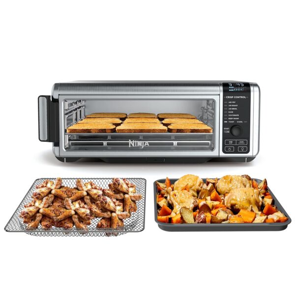 Horno de Encimera Digital Ninja Air Fry, Funcionalidad 8 en 1, 1800W, Diseño Plegable, Capacidad XL, Cesta de Freír al A