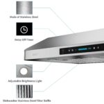 IKTCH Campana extractora para debajo del gabinete de 30 pulgadas con 900 CFM, panel de control táctil y detección de ges