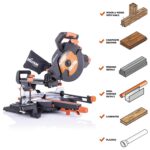 Sierra de inglete deslizante Evolution Power Tools R255SMS+ PLUS de 10 pulgadas multimaterial multipropósito para cortar