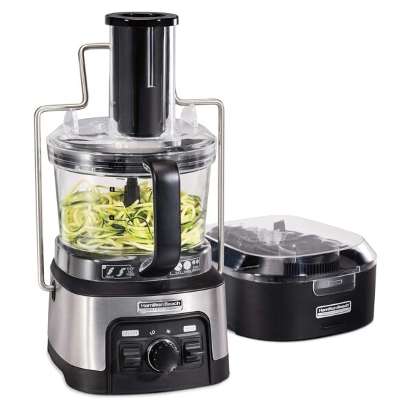 Hamilton Beach Professional Stack & Snap - Procesador de alimentos y espiralizador de verduras para rebanar, triturar y