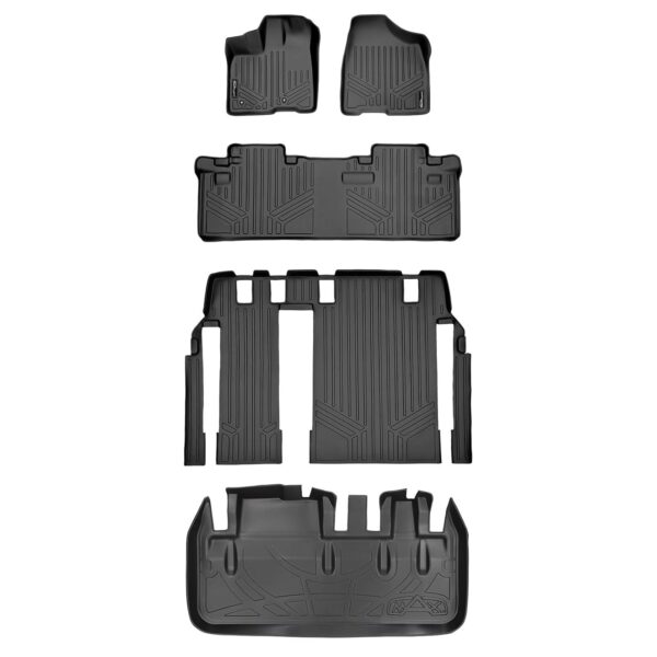Juego de Tapetes MaxLiner 3 Filas y Forro de Carga para Toyota Sienna 8 Pasajeros 2011-2012 Color Negro