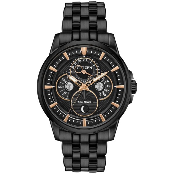 Reloj Citizen para hombre Calendrier BU0057-54E Eco Drive Acero inoxidable negro 44 milímetros