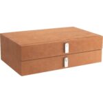 Juego de Cajones de Almacenamiento de Joyas Barska AF13318 3 Cajones 19 Compartimentos Forro de Gamuza Beige Bronceado