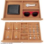 Juego de Cajones de Almacenamiento de Joyas Barska AF13318 3 Cajones 19 Compartimentos Forro de Gamuza Beige Bronceado