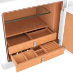 Juego de Cajones de Almacenamiento de Joyas Barska AF13318 3 Cajones 19 Compartimentos Forro de Gamuza Beige Bronceado