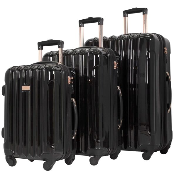 Set de Maletas kensie Alma 3 Piezas Negro Policarbonato con Ruedas Giratorias